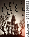 Shadow haunted castle and dead tree with bats. Halloween 2026 143899952
