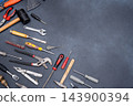 Set of Hand Tools on Dark Background 143900394