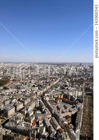 Panoramic views of Paris from the Montparnasse Tower observation deck with city skyline, urban architecture and landmarks. High quality photo Panoramic views of Paris from the Montparnasse Tower observation deck with city skyline, urban architecture and landmarks. High quality photo 143900543
