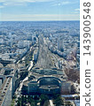 Panoramic view of Paris from the top of Tour Montparnasse with La Defense business district and urban cityscape. High quality photo 143900548