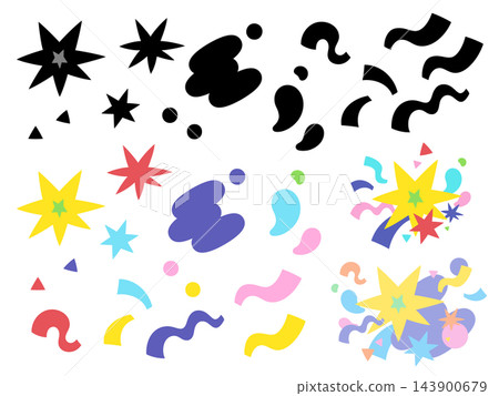 A set of illustration materials with simple and pop shapes. A set of illustration materials with simple and pop shapes. 143900679