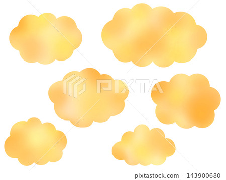 橘色的雲、蒸氣、翻滾 / 暖色調的雲狀對話框 143900680