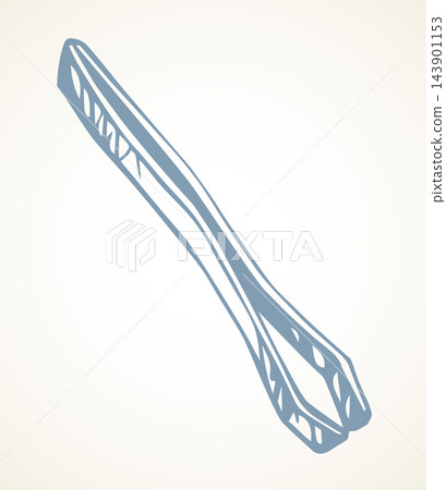 Metal tweezers. Vector drawing icon Metal tweezers. Vector drawing icon 143901153