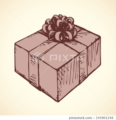 Box with gift. Vector drawing 143901248