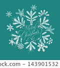 Greeting card with a large white snowflake on a blue background. Christmas card. Not AI. Vector illustration. 143901532