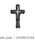 religious cross. Grunge texture. Hand-crafted vector illustration. 143901534