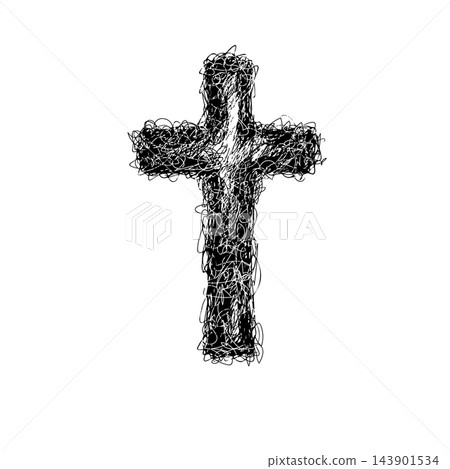 religious cross. Grunge texture. Hand-crafted vector illustration. religious cross. Grunge texture. Hand-crafted vector illustration. 143901534