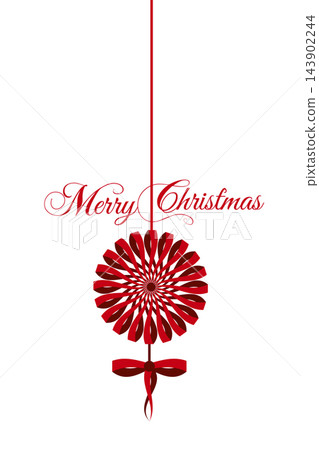 Christmas ball icon isolated on a white background. Vertical card with holidays decoration. Red bauble border with copy space. Marry Christmas and Happy New Year background Christmas ball icon isolated on a white background. Vertical card with holidays decoration. Red bauble border with copy space. Marry Christmas and Happy New Year background 143902244