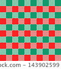 Red and green Christmas check vector seamless pattern, Mosaic squares holiday checkerboard background for textile decor and gift wrapping paper 143902599