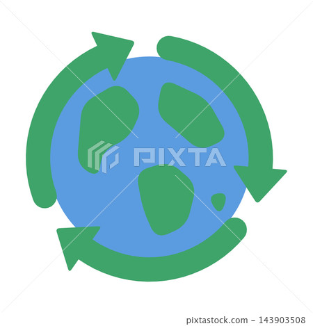 Planet Earth surrounded by green recycling arrows, ecology clipart isolated on white background 143903508