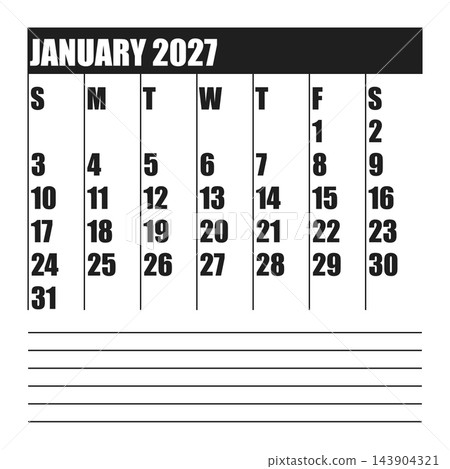 January 2027 English Soft Pastel Scandinavian Monthly Calendar Sheet Minimal Wal 143904321