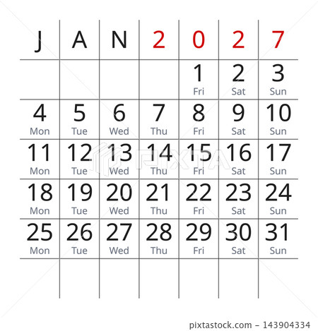 January 2027 English Hygge Inspired Monthly Planner Grid Scandinavian Minimalist January 2027 English Hygge Inspired Monthly Planner Grid Scandinavian Minimalist 143904334