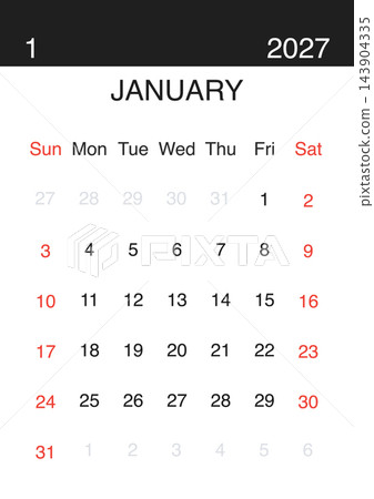 January 2027 English Basic Office Monthly Planner Grid Clean Minimalist Calendar January 2027 English Basic Office Monthly Planner Grid Clean Minimalist Calendar 143904335