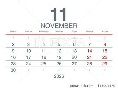 November 2026 English Clean Monthly Calendar Sheet Classic Office Schedule Grid November 2026 English Clean Monthly Calendar Sheet Classic Office Schedule Grid 143904370