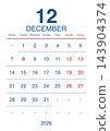 December 2026 English Simple Scandinavian Monthly Overview Template Minimal Desk 143904374