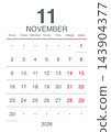 November 2026 English Standard Office Monthly Schedule Page Minimal Business Cal 143904377
