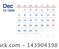December 2026 English Basic Office Monthly Planner Grid Clean Minimalist Calenda 143904398