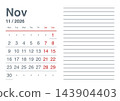 November 2026 English Clear Minimalist Monthly Calendar Template Functional Busi 143904403