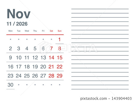November 2026 English Clear Minimalist Monthly Calendar Template Functional Busi November 2026 English Clear Minimalist Monthly Calendar Template Functional Busi 143904403