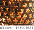 Close-up of traditional woven bamboo basket texture, natural handmade craftwork pattern  143904684