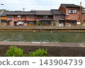 A row of houses along the Uchikawa River in the Shinminato district of Imizu City. 143904739