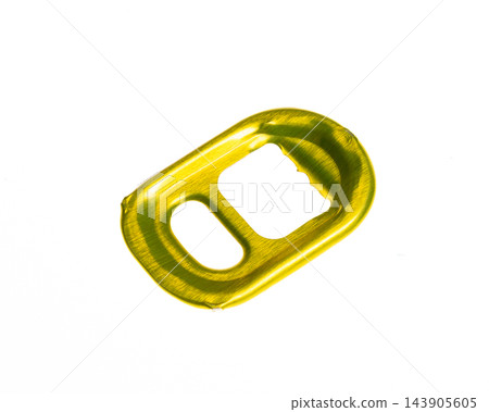 golden metal pull tab from an aluminum can 143905605