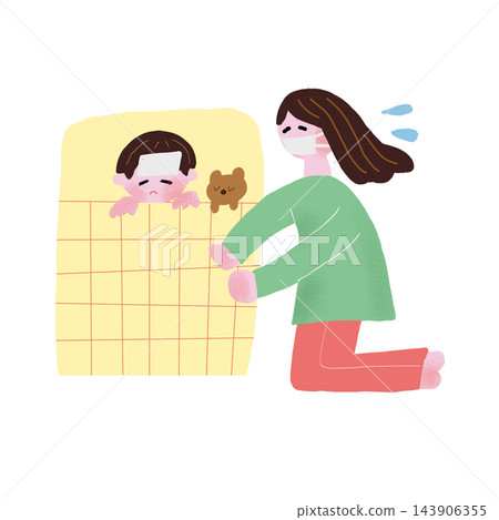 A mother attending a child A mother attending a child 143906355