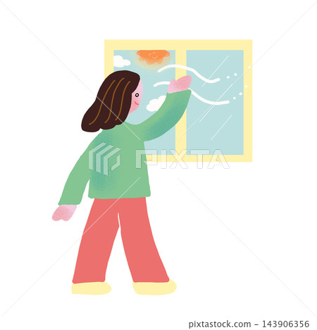 A girl and a woman ventilating the room. A girl and a woman ventilating the room. 143906356