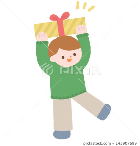 An illustration of a boy who is happy to receive a Christmas present. An illustration of a boy who is happy to receive a Christmas present. 143907699