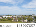 從萬壽菊山公園可以欣賞到廣闊的天空和本莊市的全景，包括住宅區和遠處的山脈。 143907857