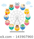 Illustrations of the twelve zodiac animals riding a Ferris wheel. Illustrations of the twelve zodiac animals riding a Ferris wheel. 143907960