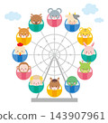 Illustrations of the twelve zodiac animals riding a Ferris wheel. Illustrations of the twelve zodiac animals riding a Ferris wheel. 143907961