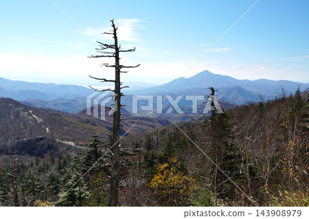 沿著磐梯吾妻天際線觀賞秋葉:從蒼龍之辻眺望磐梯山的深秋景色。 沿著磐梯吾妻天際線觀賞秋葉:從蒼龍之辻眺望磐梯山的深秋景色。 143908979