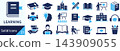 A set of silhouette icons related to learning vectors. 143909055