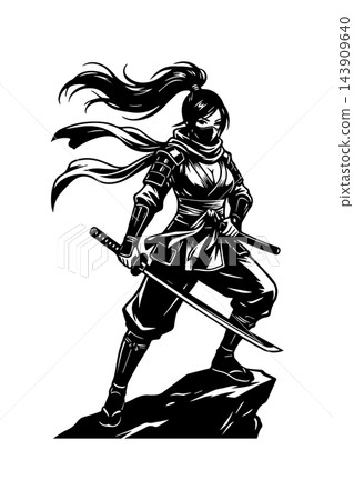 Woman Ninja Illustration Artwork Design Template Poster Wall Art Woman Ninja Illustration Artwork Design Template Poster Wall Art 143909640