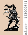 Woman Ninja Illustration Artwork Design Template Poster Wall Art 143909641