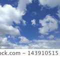 Background image of a clear blue sky and white summer clouds. 143910515