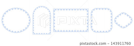 Lace Bow Border Frame Ribbon Garland Oval Arch Rectangle Diamond Decorative Coquette Trim Edge Vector Illustration Set 143911760