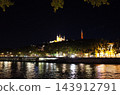 Nighttime view of Fourvière Hill and Notre Dame Cathedral across the Saône River (Lyon) 143912791