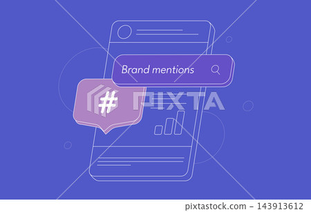 Brand monitoring for online conversation tracking and brand visibility. Social listening, reputation management and audience insight for marketing strategy, vector illustration Brand monitoring for online conversation tracking and brand visibility. Social listening, reputation management and audience insight for marketing strategy, vector illustration 143913612