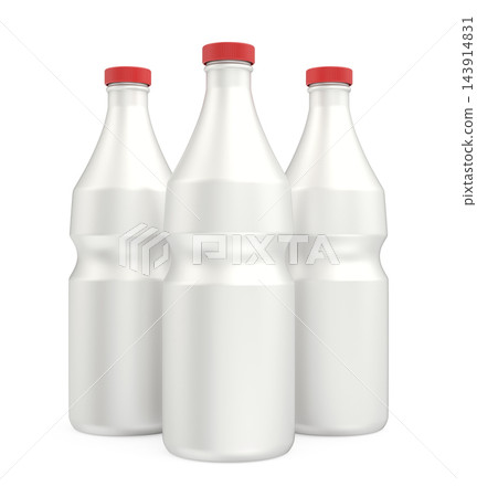 Group of white plastic milk or yogurt bottles Group of white plastic milk or yogurt bottles 143914831