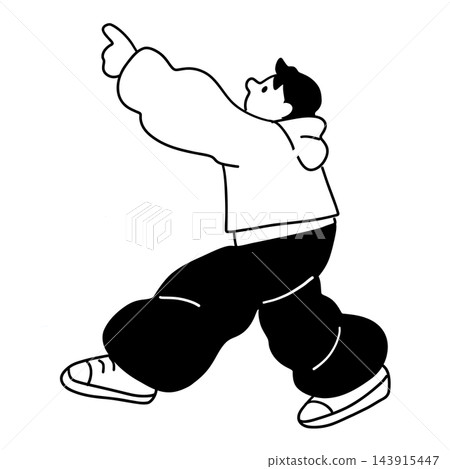 Line drawing illustration of a man pointing. Line drawing illustration of a man pointing. 143915447