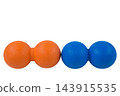 Orange and blue double massage balls for myofascial release isolated on white 143915535