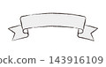 Hand-drawn style ribbon frame, slightly curved, transparent background. 143916109