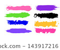 Colorful paint brush stroke set. Abstract artistic design elements and vibrant acrylic textures. 143917216