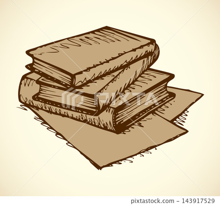 Vector monochrome sketch. Stack of books 143917529