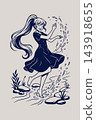 Anime Girl Playing in a River  Illustration Artwork Design Template Poster Wall Art 143918655