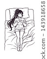 Anime Woman Lying on a Bed Illustration Artwork Design Template Poster Wall Art 143918658