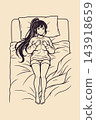 Anime Woman Lying on a Bed Illustration Artwork Design Template Poster Wall Art 143918659