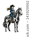 Illustration Cowgirl on Horseback Artwork Design Template for Posters and Wall Art 143920002